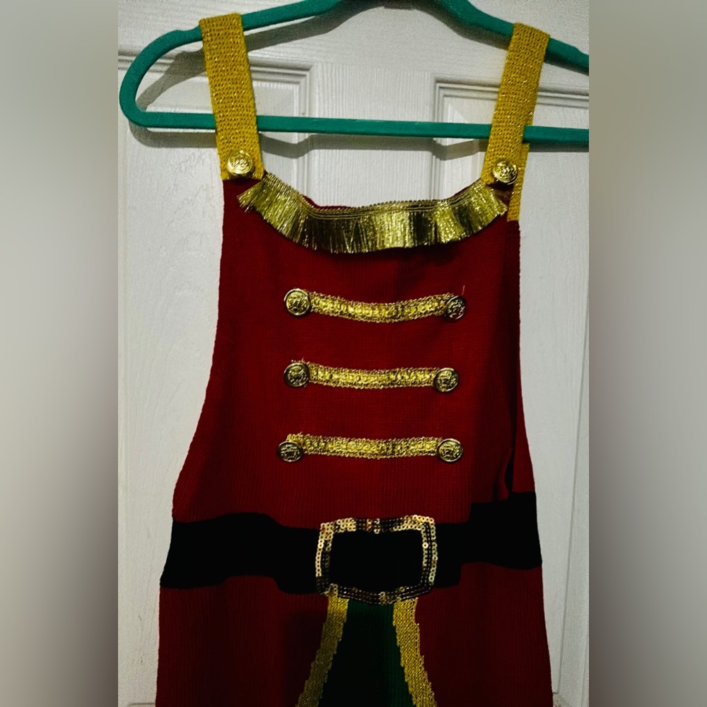 Never worn Sz Lg Ugly Sweater Nutcracker Wide-leg Jumpsuit w/cute gold accents